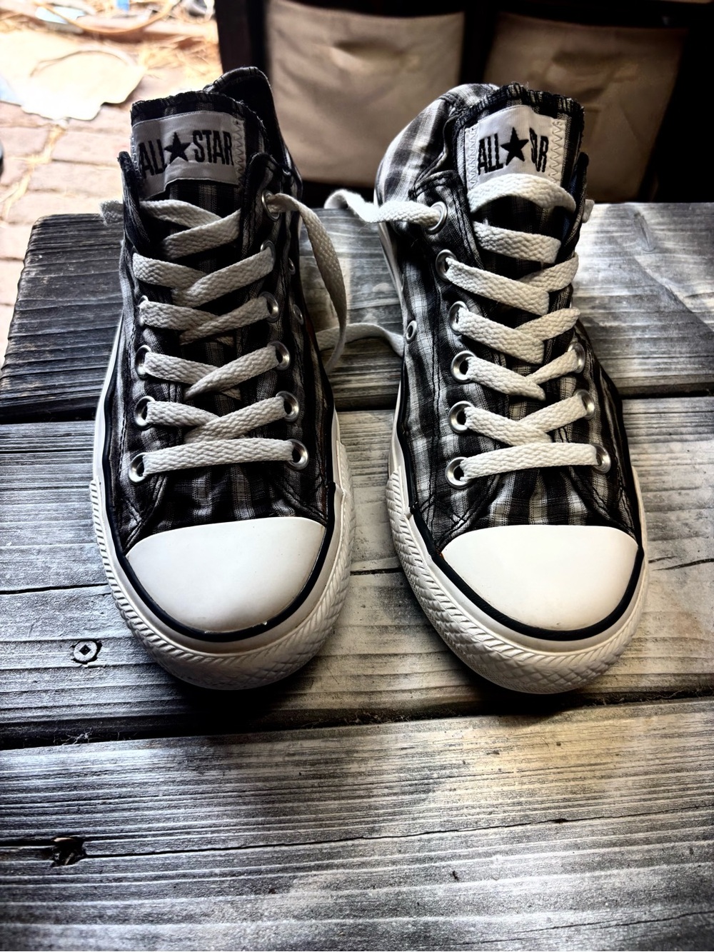 Converse All Star black and white plaid size 7.5 Women’s